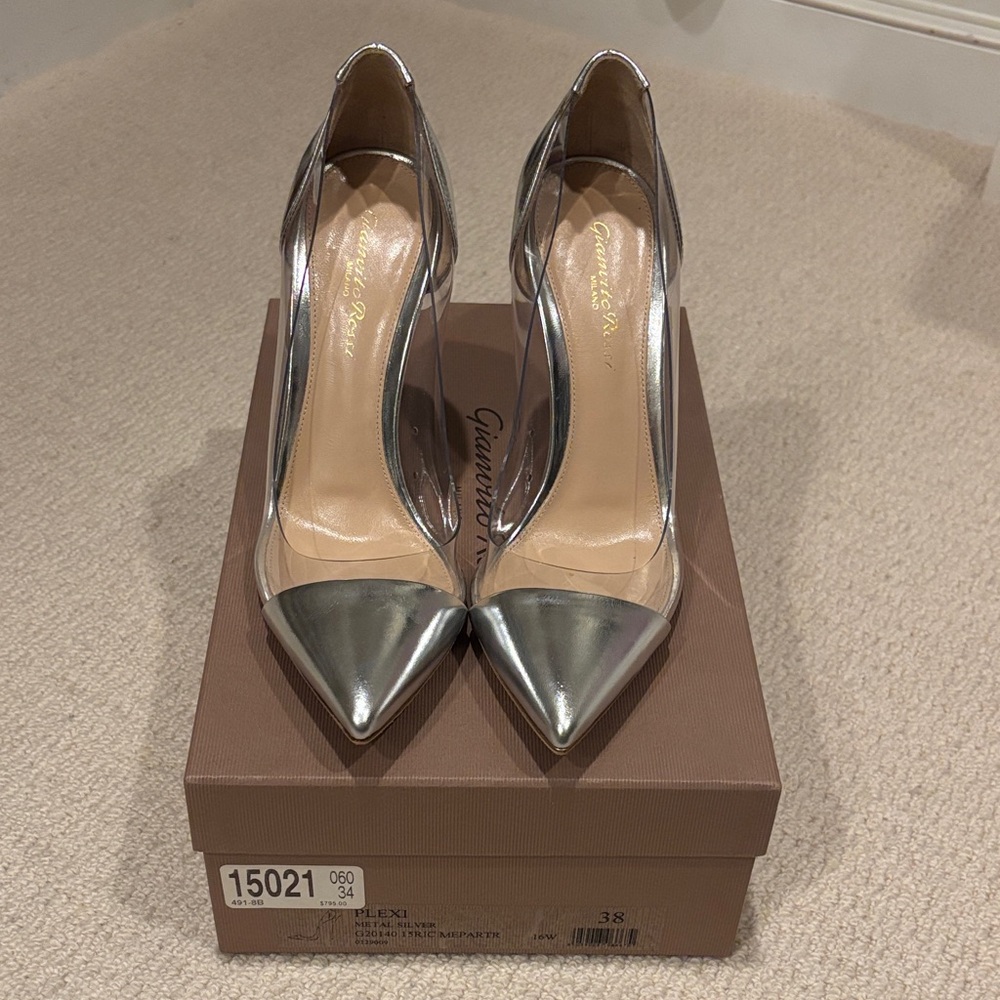 Gianvito Rossi Metallic and Plexi Silver Heels